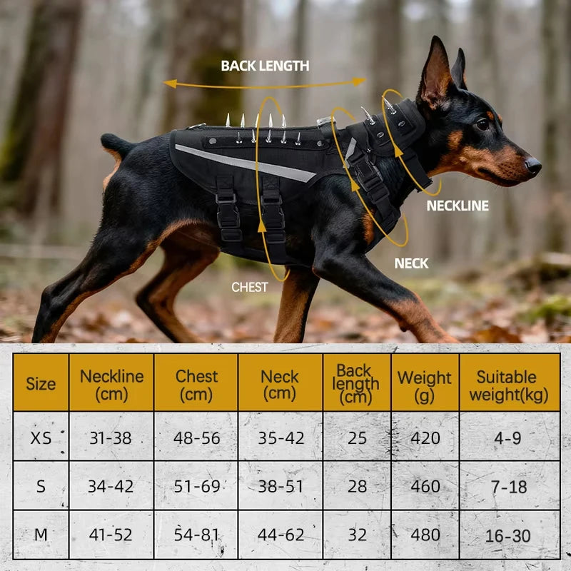 Harnais Tactique Robuste Réfléchissant pour Chien - Entraînement