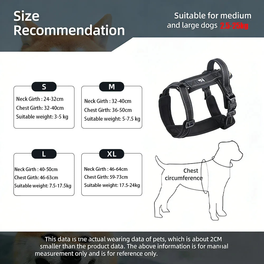Harnais Réfléchissant Anti-Étranglement pour Chien - Rembourré