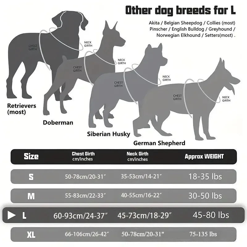 Harnais Tactique Réglable en Maille pour Chien - avec Laisse et Poignée