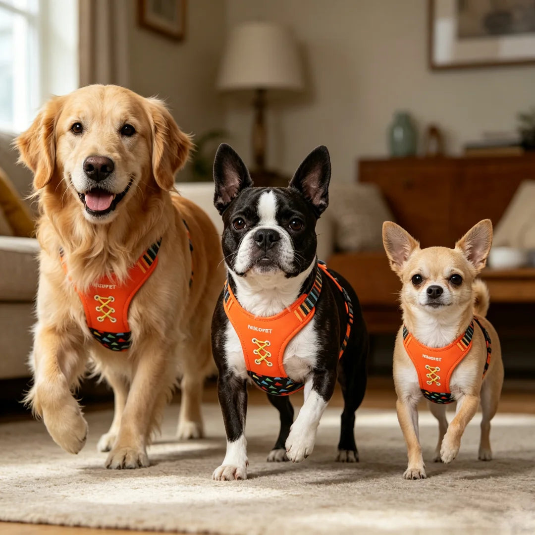 Harnais Brodé en Forme de H pour Petit et Moyen Chien - Anti-Traction