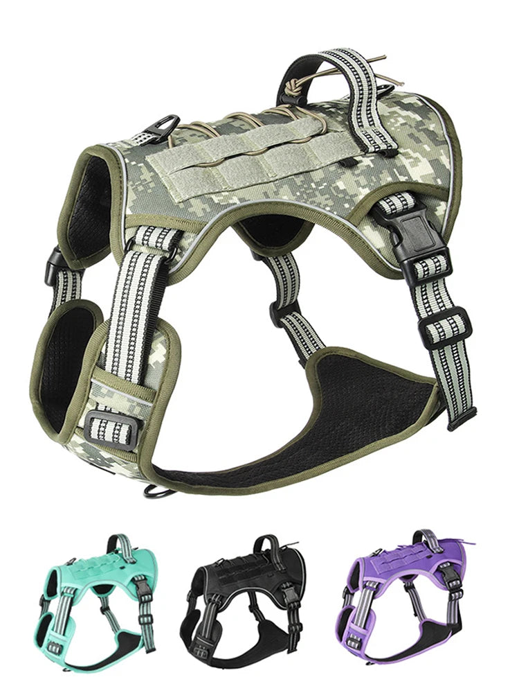 Harnais Réfléchissant Tactique Anti-Traction pour Chien - Course