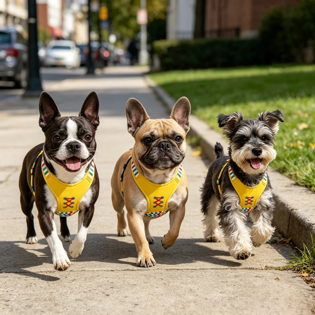 Harnais Brodé en Forme de H pour Petit et Moyen Chien - Anti-Traction