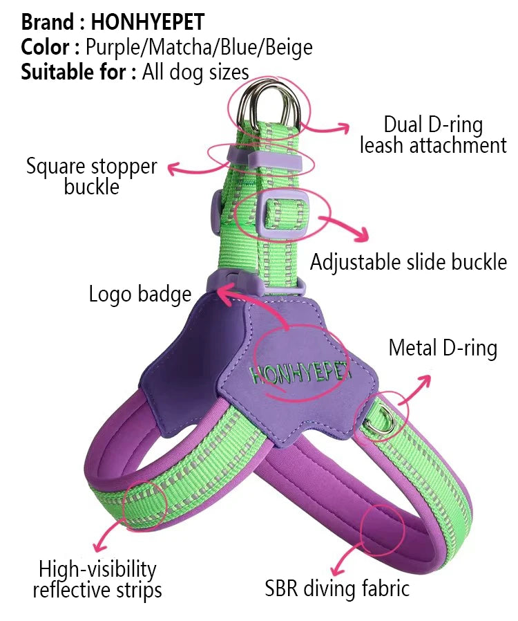 Harnais Effet Cuir Rembourré pour Chien Moyen/Grand - Dégagement Rapide