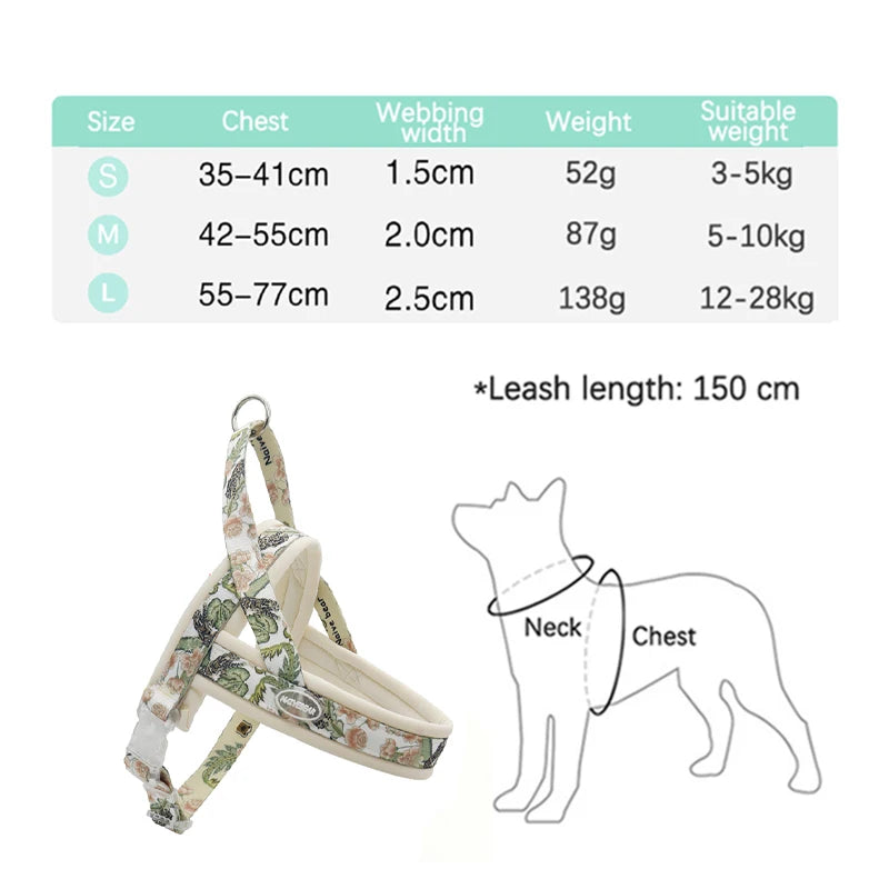 Harnais de Luxe Imprimé Rembourré pour Grand Chien - Anti-Évasion