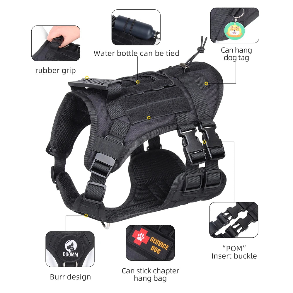 Harnais Gilet Tactique pour Grand Chien - Entraînement et Garde