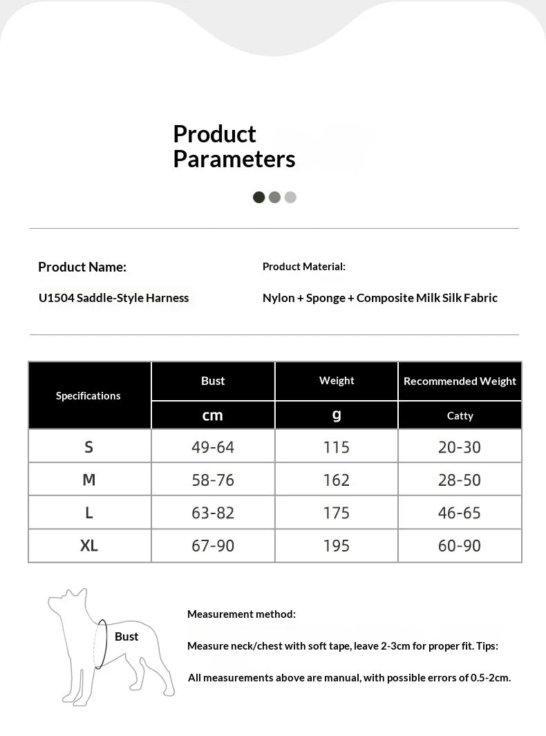 Harnais en Nylon Respirant Anti-Évasion pour Chien Moyen/Grand