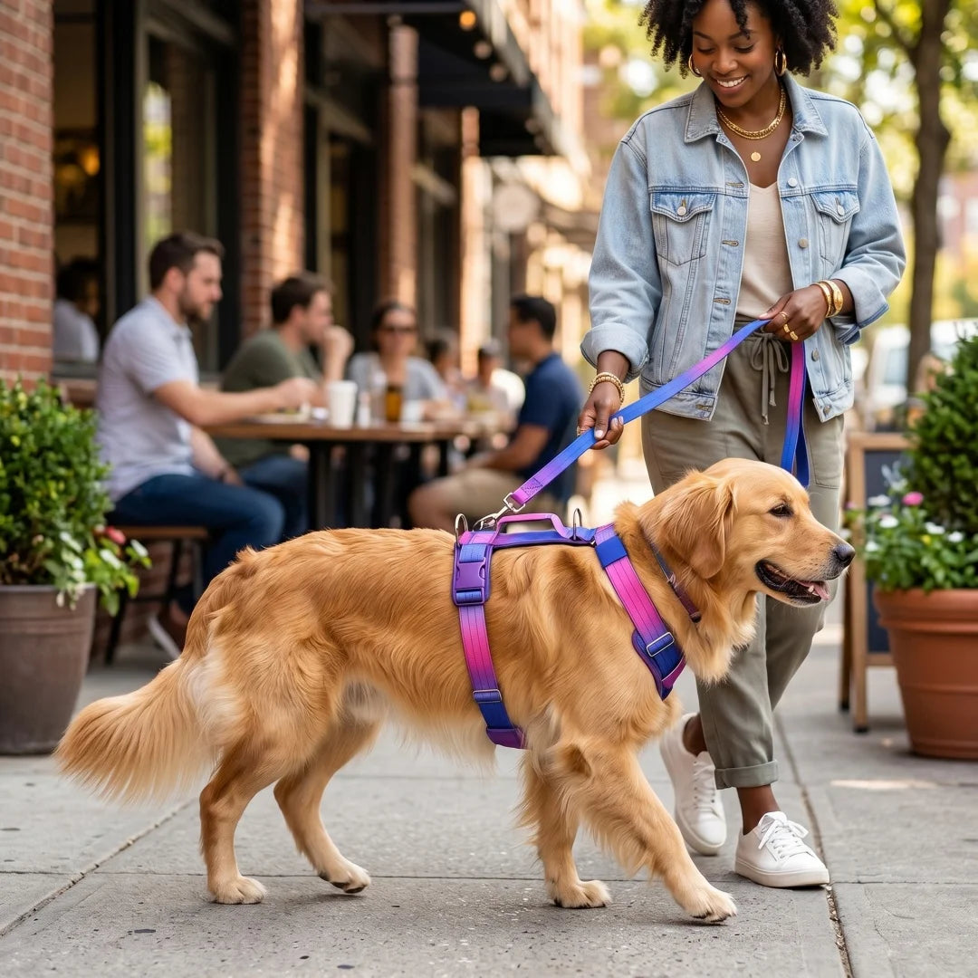 Harnais Anti-Traction Dégradé pour Grand Chien - Doubles Anneaux D