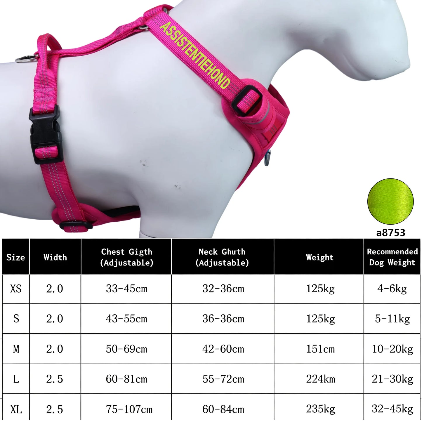 Harnais Personnalisé 360° pour Grand Chien - Brodé, Réfléchissant
