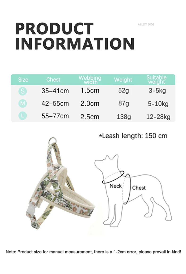 Harnais de Luxe Imprimé Rembourré pour Grand Chien - Anti-Évasion