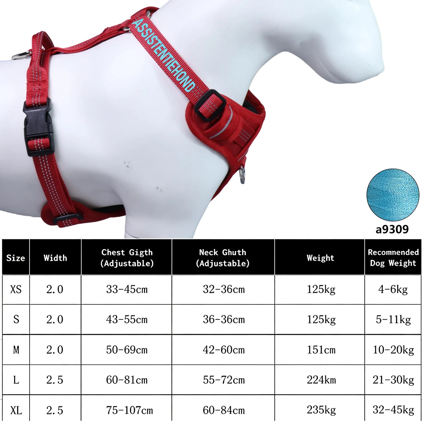 Harnais Personnalisé 360° pour Grand Chien - Brodé, Réfléchissant