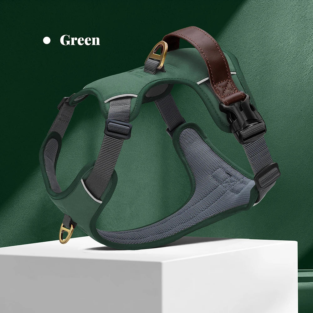 Harnais Vintage Cuir PU pour Chien - Poignée Rétro