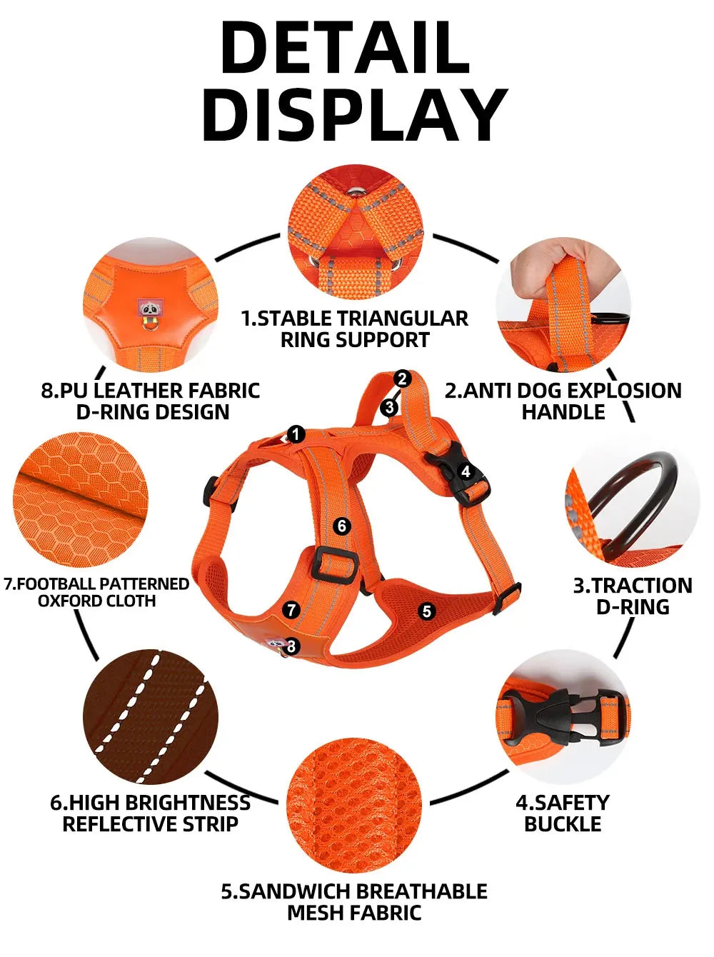 Harnais Réfléchissant Imperméable pour Chien Moyen/Grand - Doberman, Golden