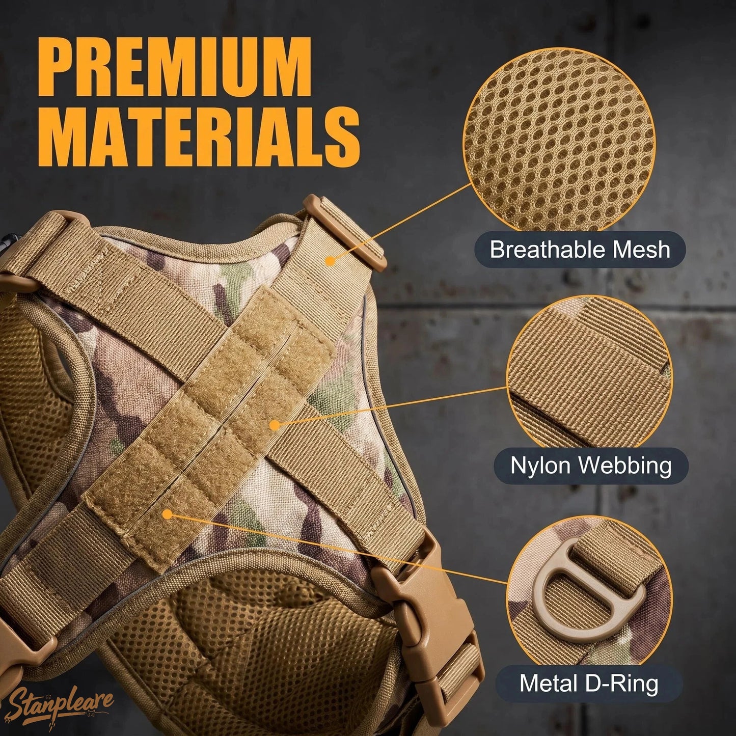 Harnais Tactique MOLLE en Nylon Robuste pour Grand Chien