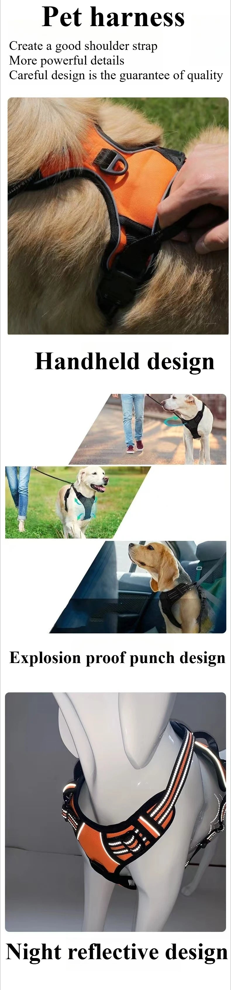 Ensemble Harnais et Laisse Réfléchissants pour Grand Chien