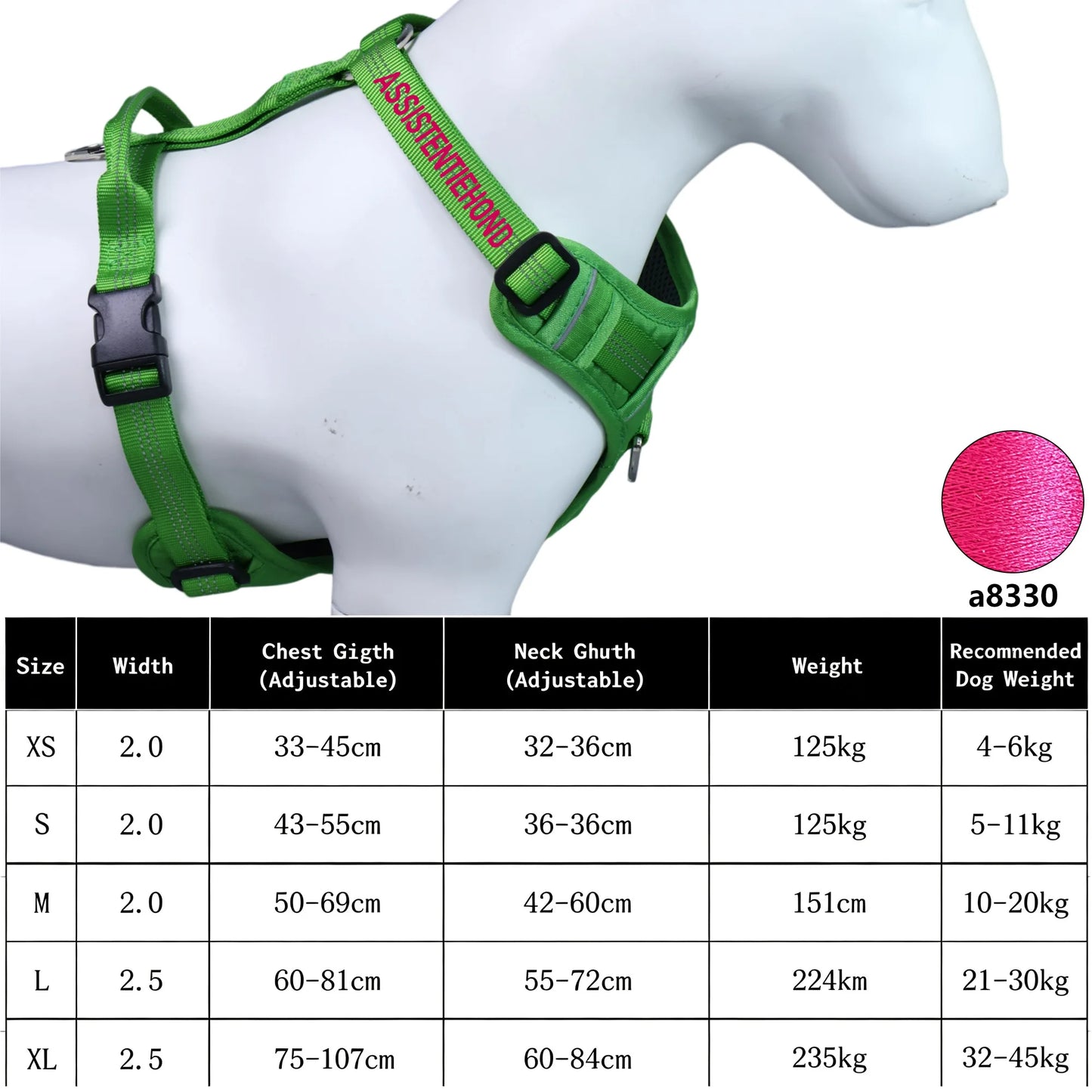Harnais Personnalisé 360° pour Grand Chien - Brodé, Réfléchissant