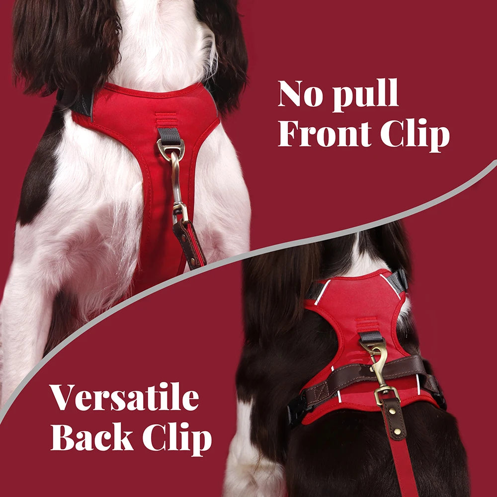 Harnais Vintage Cuir PU pour Chien - Poignée Rétro