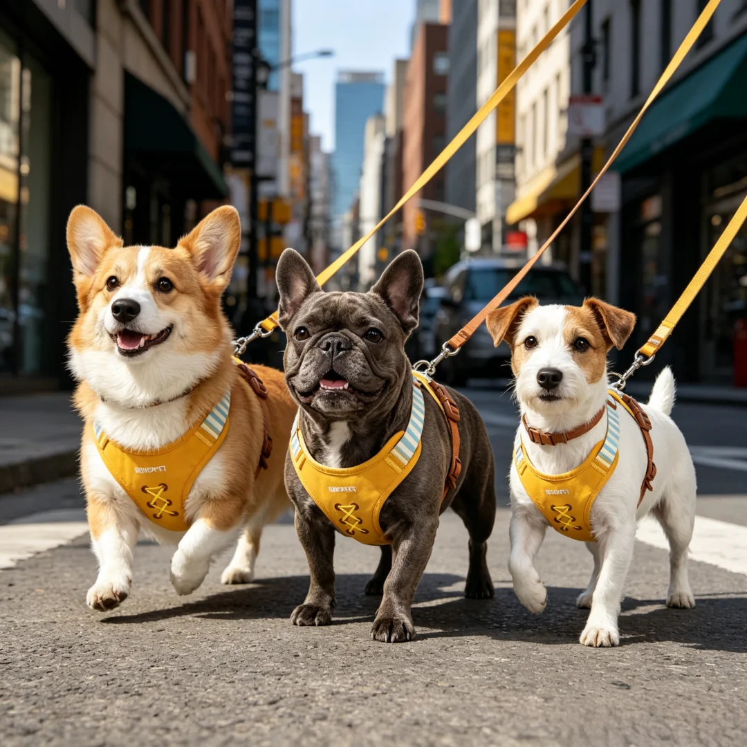 Harnais Brodé en Forme de H pour Petit et Moyen Chien - Anti-Traction