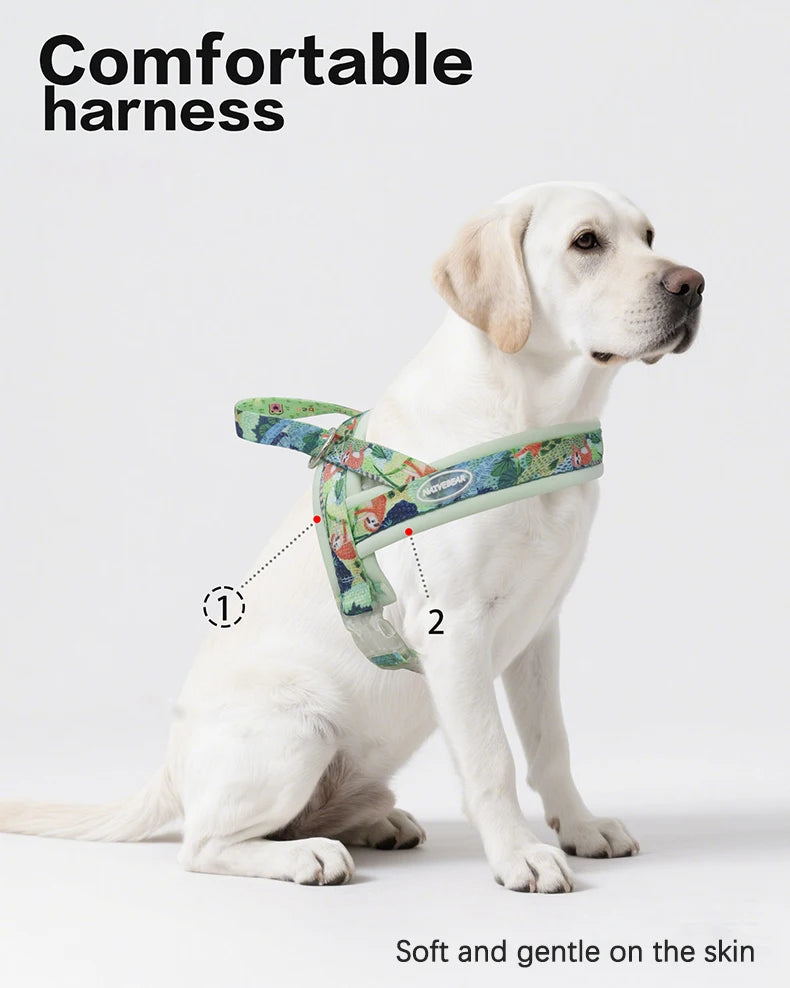 Harnais de Luxe Imprimé Rembourré pour Grand Chien - Anti-Évasion