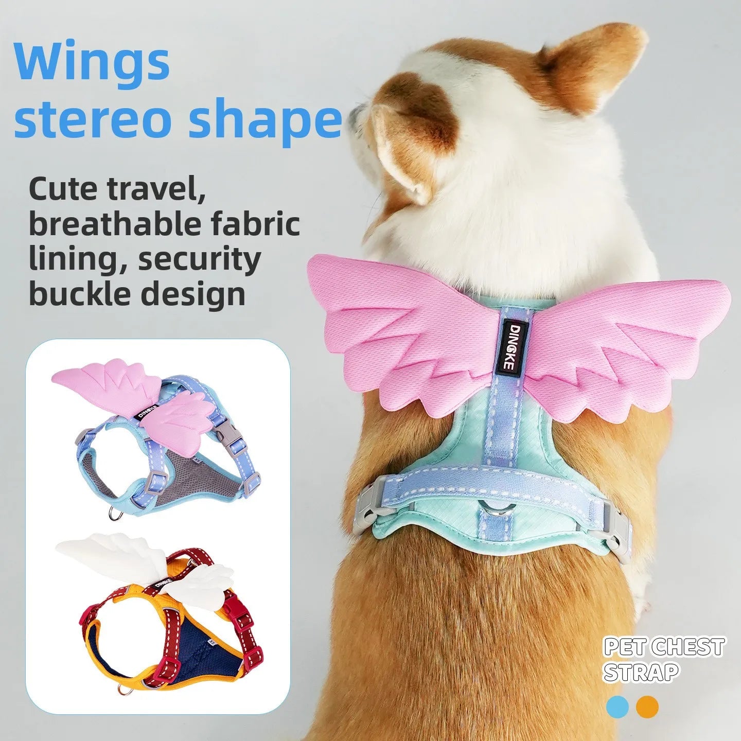 Harnais Anti-Traction Ailes 3D pour Chien et Chat - Anti-Évasion