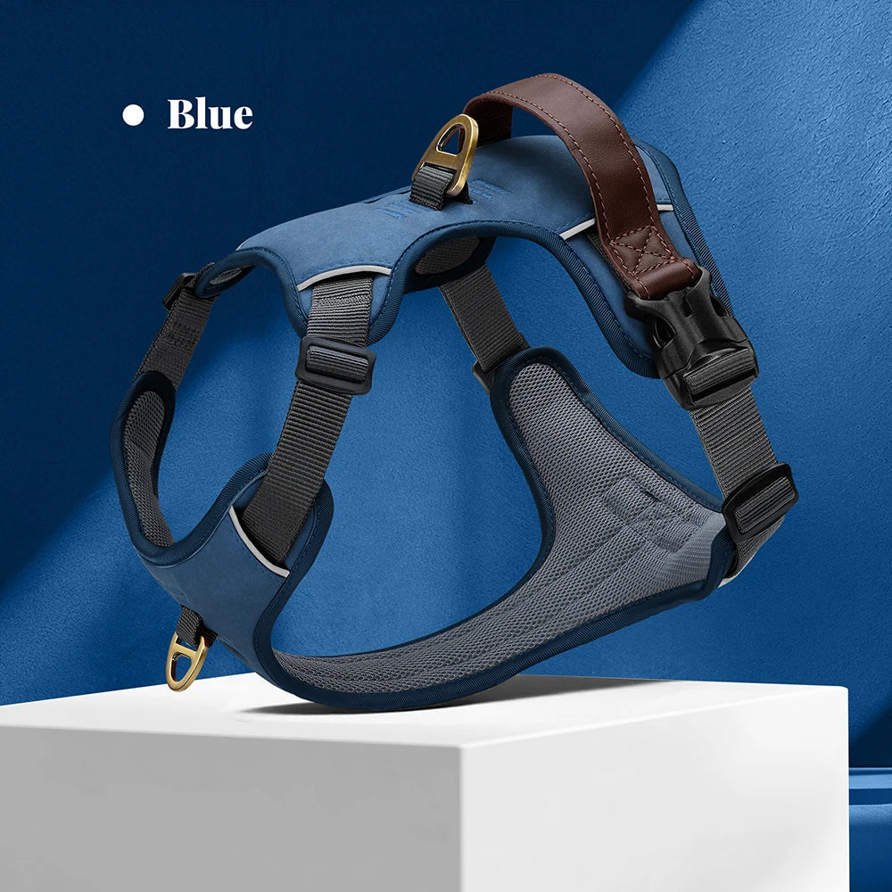 Harnais Vintage Cuir PU pour Chien - Poignée Rétro