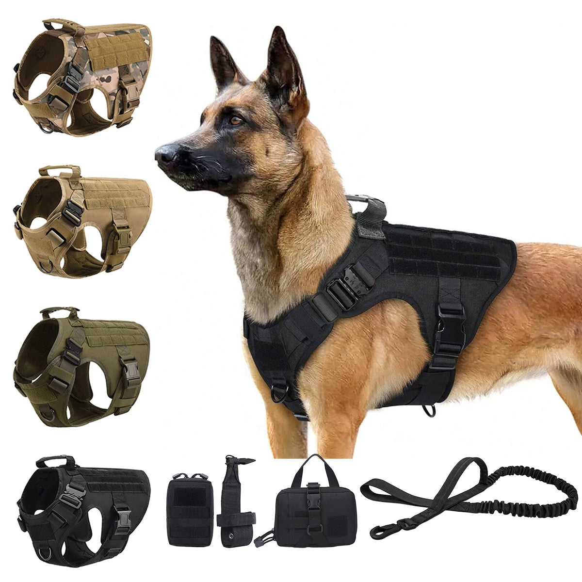 Harnais MOLLE avec Collier et Laisse pour Berger Allemand